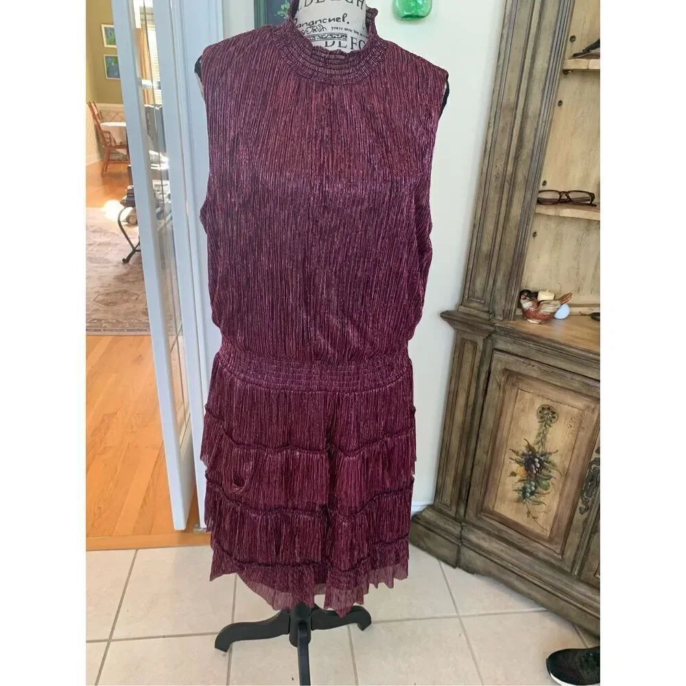 NWT MSK Sleeveless Metallic Fit + Flare Dress